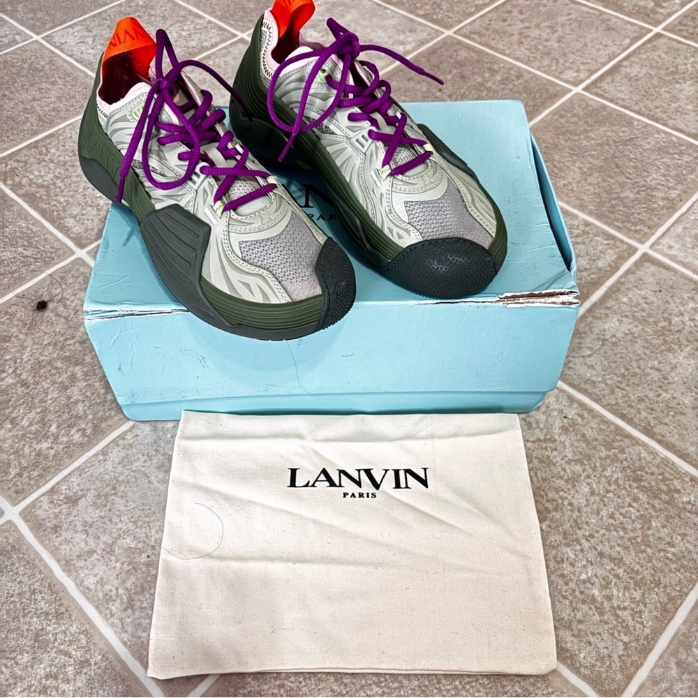 Lanvin  Olive and Gray Sneakers